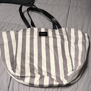 Victoria's Secret Gray and White Striped Tote